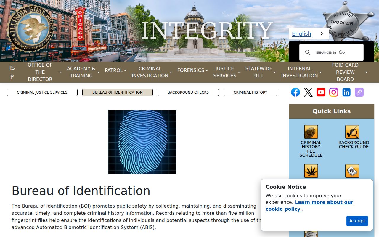 Illinois State Police bureau for Clay County criminal history