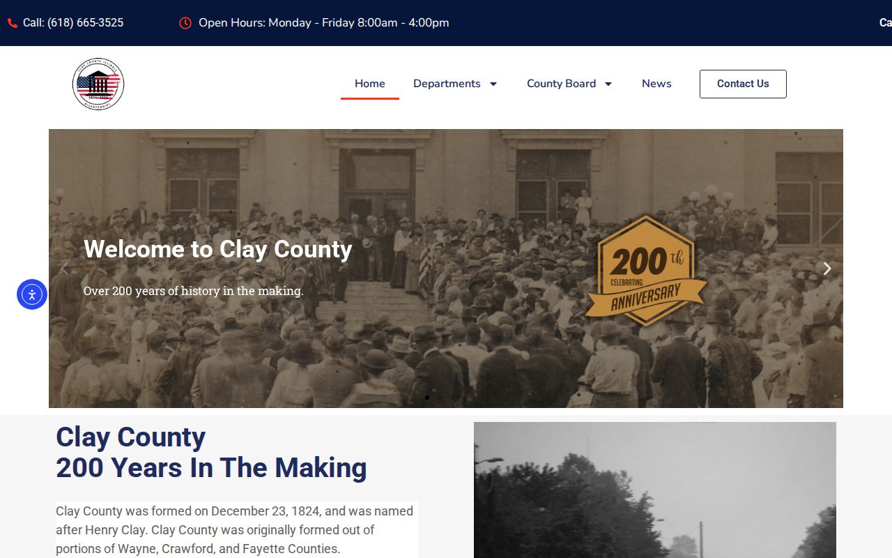 Clay County criminal history links on the official county homepage