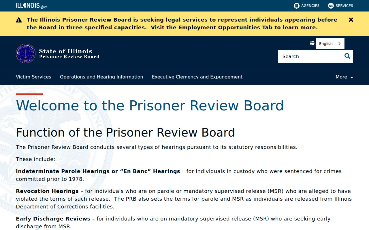 Illinois Prisoner Review Board official website