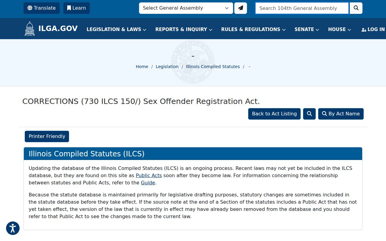 Illinois Sex Offender Registration Act governing Clay County registration duties